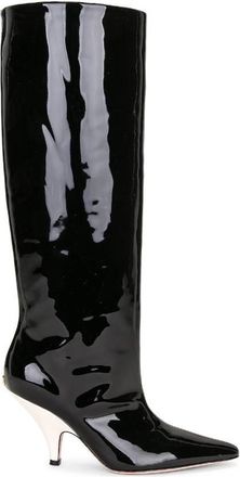Bally Katy Patent Leather Long Boots, Brand Size 40 ( US Size 9.5 )