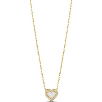 SHYMI Everyday Pav&eacute; & Enamel Heart Pendant Necklace in Gold/White at Nordstrom