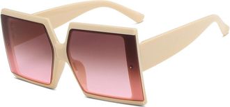 Generic Square Large Frame Mens Sunglasses Outdoor Womens Vacation Driving Sun Glasses(Beige)