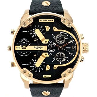 Diesel Dz 7371 Horloge - Heren - Horloges - Geel - ONE Size - Leer - Accessoires
