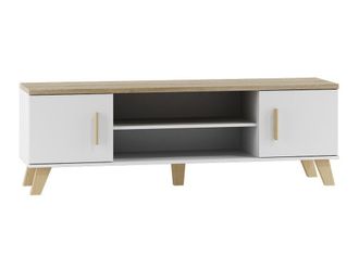 Mirjan24 Mobilier1 - Mueble Tv Larfloi 108, Blanco + Roble Sonoma, N&uacute;mero De Puertas: 0, N&uacute;mero De Cajones: 0, 160x53x40cm