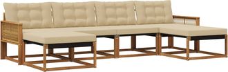 vidaXL Conjunto De Sof&aacute;s De Exterior 6 Uds. Natural Y Beige Vidaxl
