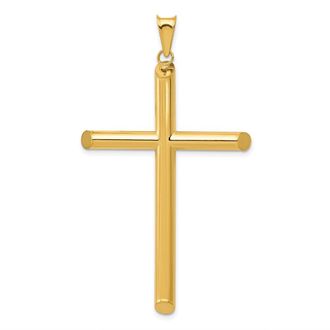 Diamond2Deal 14k Yellow Gold 3-D Polished Hollow Cross Pendant