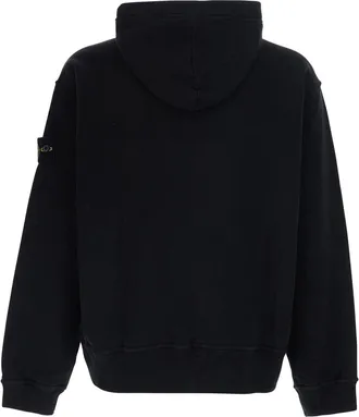 Stone Island Mens Hoodie, Black Cotton Sweatshirts Sweater