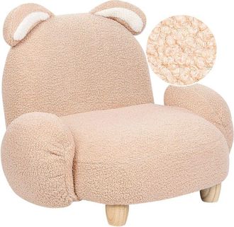 Beliani Sill&oacute;n Animales Tapicer&iacute;a Poli&eacute;ster Dise&ntilde;o Forma Conejo Muebles Para Ni&ntilde;os Moderno Beige Kanna