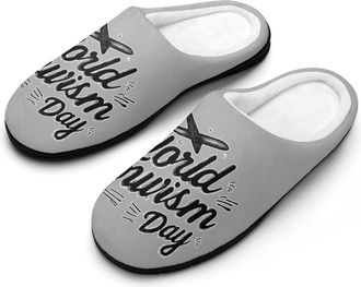 Generic World Tourism Day Slippers Men Winter Warm Cotton Anti-Slip Indoor Slip-Ons House Shoes