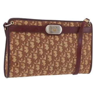 Dior Pre-owned Trotter Canvas Shoulder Bag - Dames - Pre-owned - Bruin - Maat: ONE Size Leer