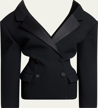 Givenchy Off-The-Shoulder Double-Breasted Cocoon Jacket