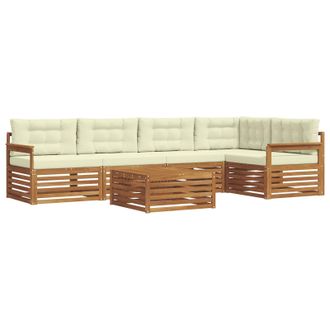 vidaXL Conjunto De Sof&aacute;s De Exterior Con Coj&iacute;n 6 Pcs Natural Y Crema Vidaxl