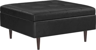 Simpli Home Shay 38In Mid Century Modern Square Large Square Coffee Table Storage Ottoman