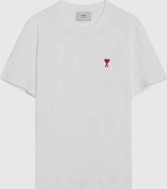 Ami T-shirt girocollo in cotone biologico con logo Ami de Coeur ricamato