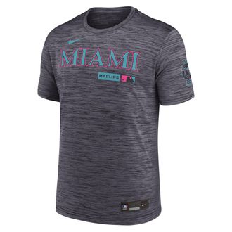Nike Miami Marlins City Connect Velocity Nike Mens Dri-FIT MLB T-Shirt in Black | 02ER00AMQM-HR3