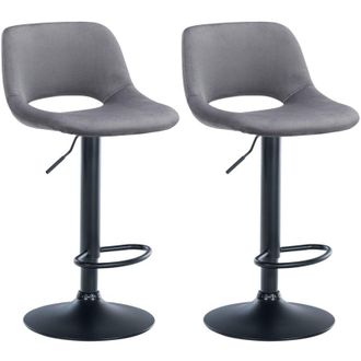 Clp Clp - Set De 2 Taburetes De Bar Camden En Terciopelo Gris Oscuro Metal Negro Mate