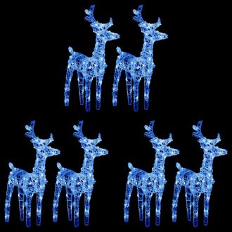 vidaXL Renos De Navidad 6 Unidades 240 Led Azul Acr&iacute;lico Vidaxl