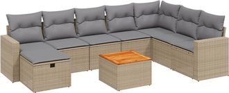 vidaXL Vidaxl - Juego De Sof&aacute;s Jard&iacute;n Con Cojines Beige Mezcla 9 Pzas Rat&aacute;n Pe