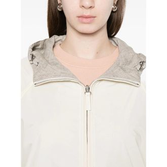 Yves Salomon Drawstring Hooded Linen Jacket - White