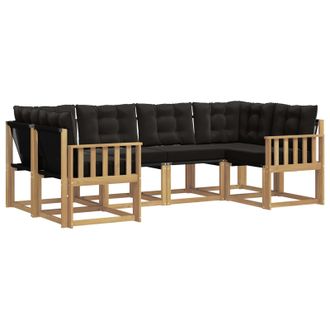 vidaXL Conjunto De Sof&aacute;s De Exterior Con Coj&iacute;n 6 Pcs Blanco Y Negro Vidaxl
