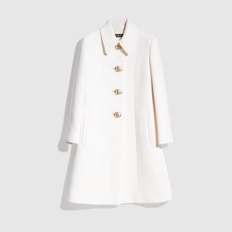 Gucci Wool Natt&eacute; Coat With Double G Button, White
