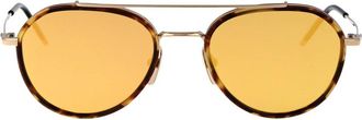 Thom Browne Acetate And Titanium Aviator Zonnebril - Heren - Zonnebrillen - Veelkleurig - 51 MM - Accessoires