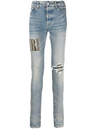 Amiri Jeans met geborduurd logo - Blauw