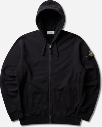 Stone Island Men s Organic Cotton Fleece Zip Hoodie Black