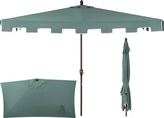 Jonathan Y Designs Sidney 9 ft. Classic MidCentury Rectangular Half Market Patio Umbrella with Crank, Wind Vent and UV Protection in Green at Nordstrom