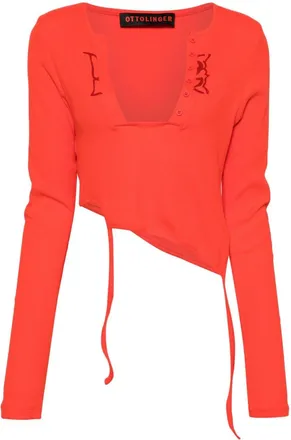 Ottolinger asymmetric organic-cotton top - women - Elastane/Organic Cotton - M - Red