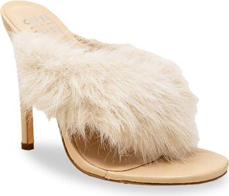 Chase + Chloe by Intouch Footwear Post Toe Faux Fur Stiletto Sandal in Nude at Nordstrom Rack, Size 6.5