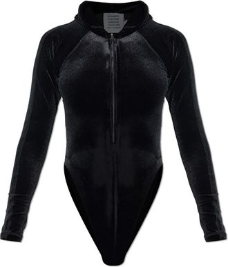 VETEMENTS Fluwelen Bodysuit Met Capuchon - Dames - Bodies - Zwart - M - Tops