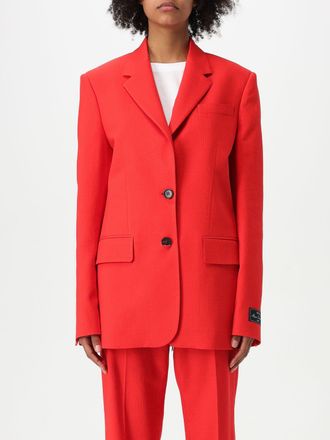 Msgm Womens Linen Relaxedfit Blazer - Orange - Size EU 42 (Womens)