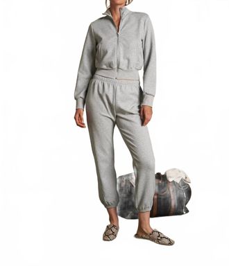 perfectwhitetee Milana Cropped Travel Track Jacket In Heather Grey