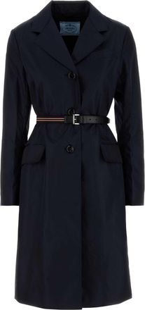 Prada Womens Midnight Blue Re-nylon Trench Coat - Dark Blue - Size EU 38 (Womens)