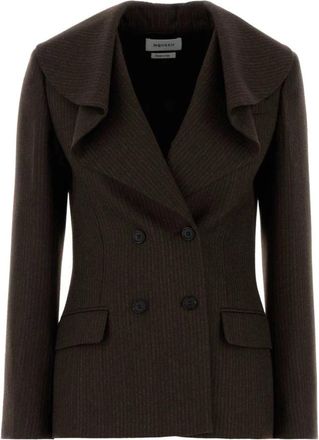 Alexander McQueen Gedrapeerde Gestreepte Wol Blazer - Dames - Blazers - Bruin - S - Wol - Jassen
