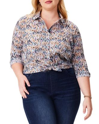 Nic+Zoe Nic+Zoe Plus Up Beat Ikat Crinkle Shirt