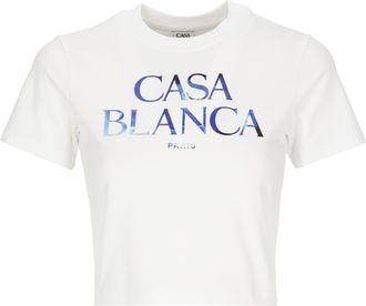 Casablanca White Meduse Sportive Logo Cropped Cotton T-Shirt