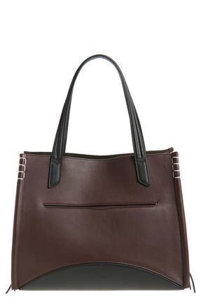 J.W.Anderson Loafer Leather Tote in Burgundy/Black at Nordstrom