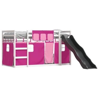 Berkfield Home Elegant Bunk Bed without Mattress with Slide & Curtains Pink 90