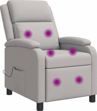 vidaXL Silla De Masajes Reclinable Gris Nube Tela Vidaxl