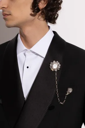 Dolce & Gabbana Crystal Brooch, Mens, Silver