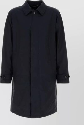 Brioni silk longline overcoat side pockets
