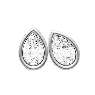 Diamond2Deal 14K White Gold 0.75 Ct Lab Grown Pear Shape Diamond Solitaire Stud Earrings Color- E-F, Clarity- VS1