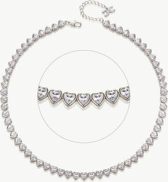 Classicharms Heart Shaped Zirconia Tennis Choker Necklace in Silver at Nordstrom