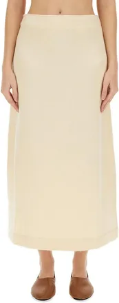 Jil Sander Wool Midi Skirt - Ivory