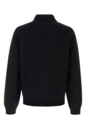 Gucci Mens Black Wool Blend Cardigan Blackvrv Maglieria