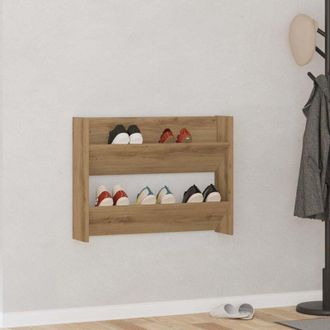 vidaXL Zapatero De Pared Madera Ingenier&iacute;a Roble Artisan 80x18x60 Cm Vidaxl
