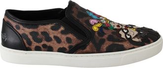 Dolce & Gabbana Elegante Loafers met Luipaardprint - Dames - Sneakers - Bruin - 36 EU - Katoen - Schoenen