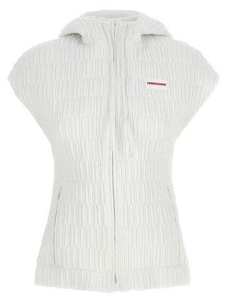 Ferragamo Hooded Vest Gilet Bianco-Donna