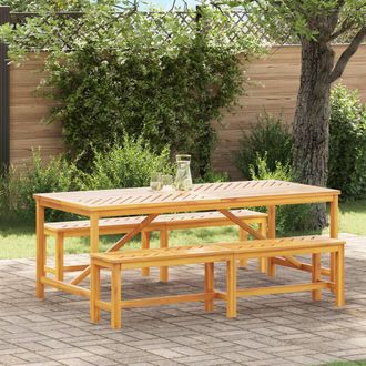 Berkfield Home 3 Piece Garden Dining Set, Solid Wood Acacia in Brown