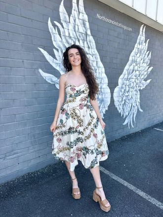 Free People Cherish Printed Midi Dress In Ivory Combo