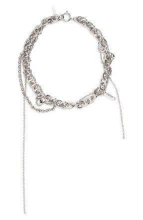 Justine Clenquet Lewis Two-Tone Chain Charm Necklace in Palladium at Nordstrom